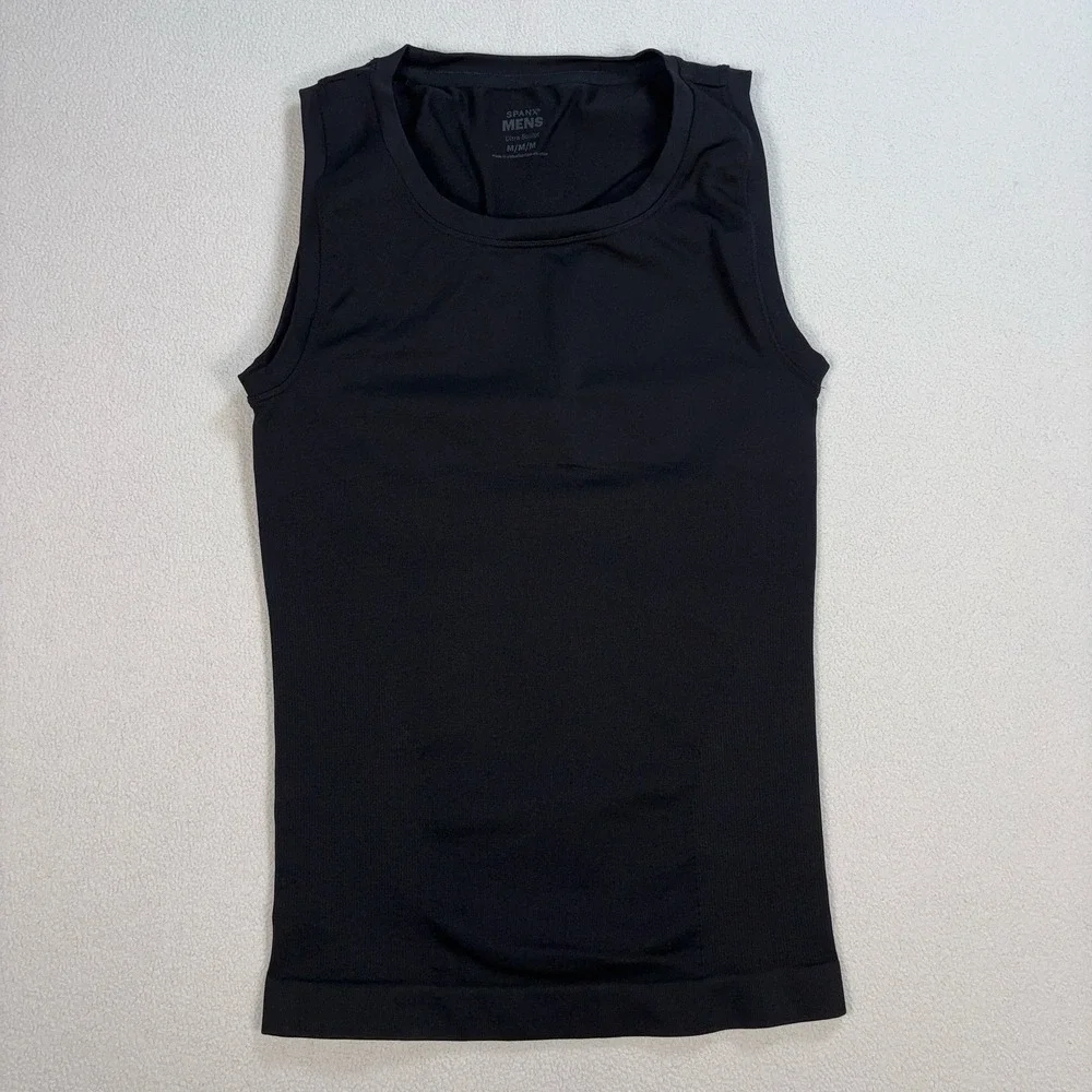 Spanx Ultra Sculpt Seamless Tank Top Men's M Black Powerful Compression Stretch - Picture 1 of 13